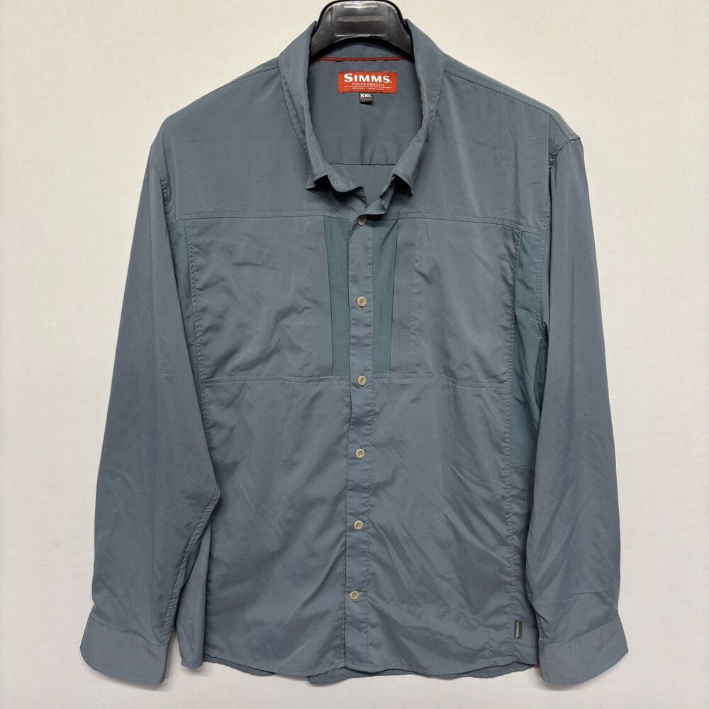 Simms Men Long Sleeve Button Fishing Shirt Size XXL 2XL Outdoor C137 -9